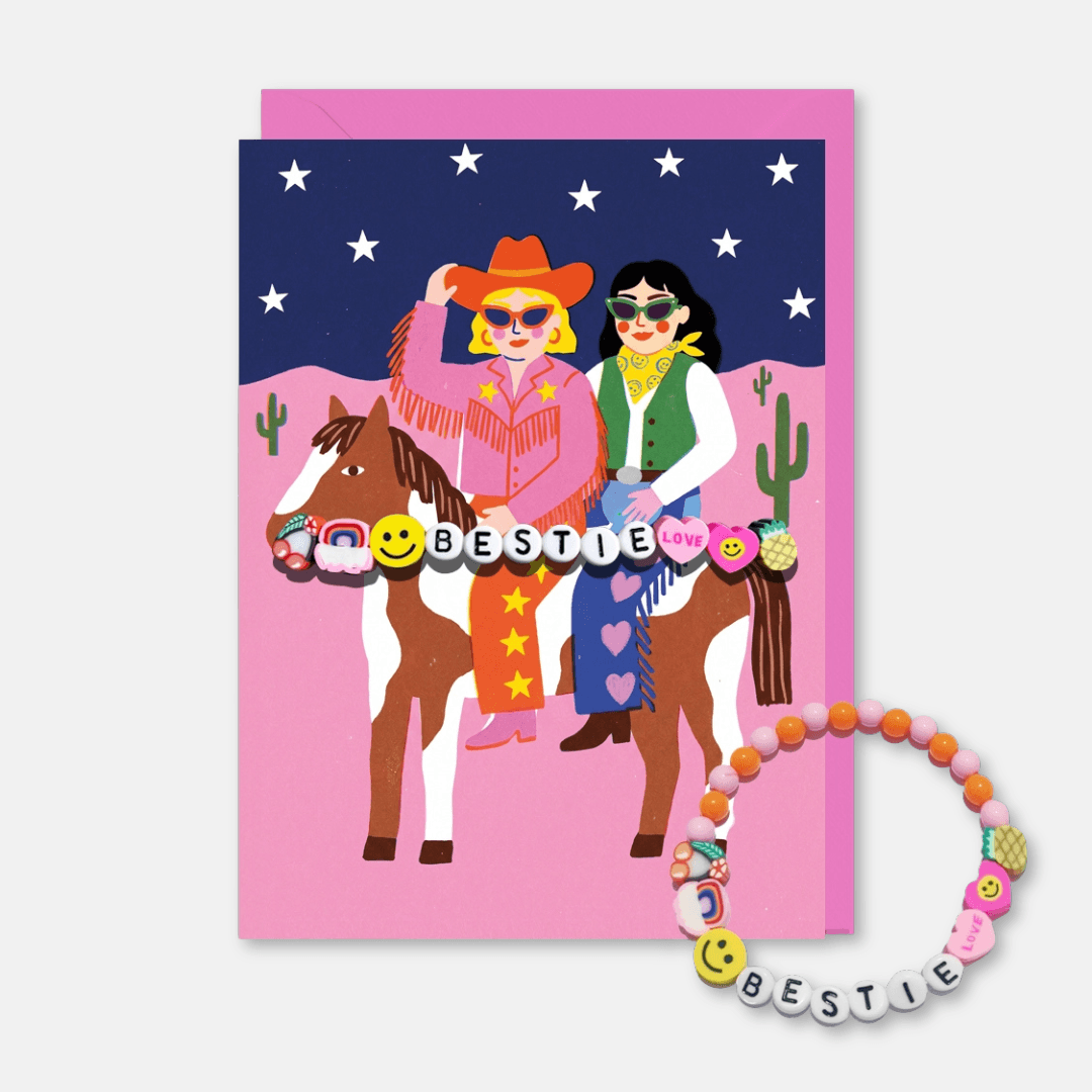 Bestie Cowgirl Greetings Card with Bracelet