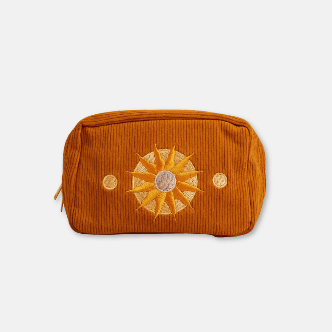 Celestial Burnt Orange Corduroy Zip Pouch