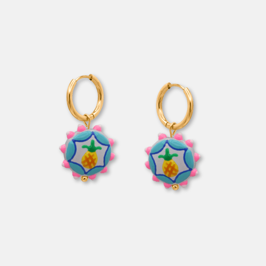 Ceramic Charm Hoop Earrings