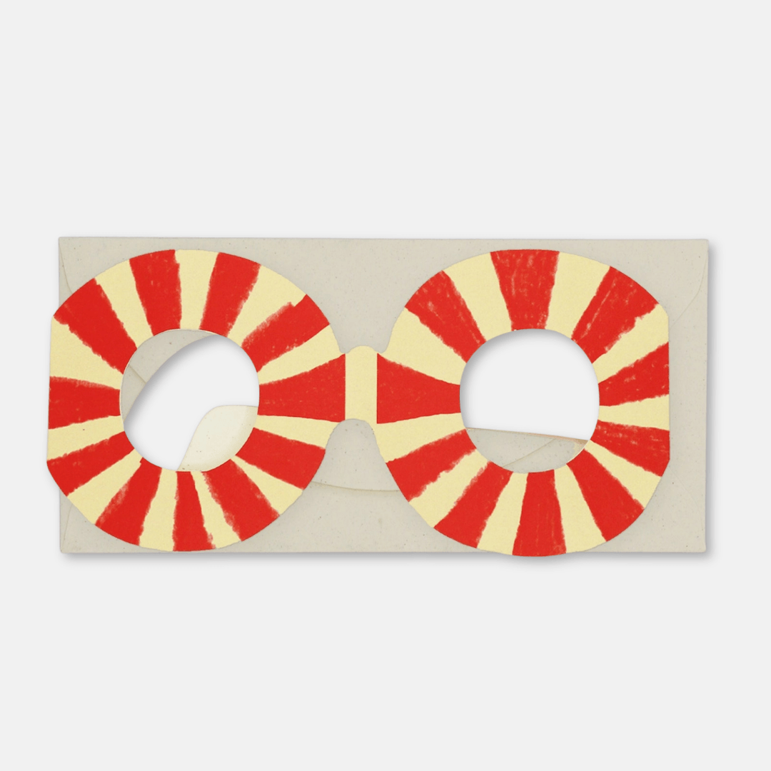 Stripe Crayon Glasses Greetings Card