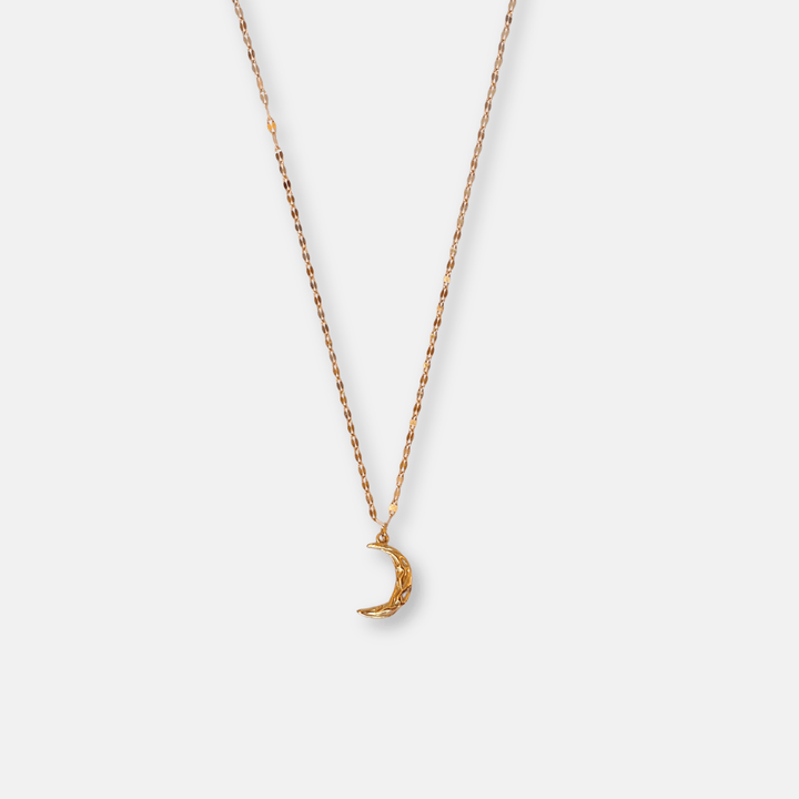 Gold Hammered Moon Necklace