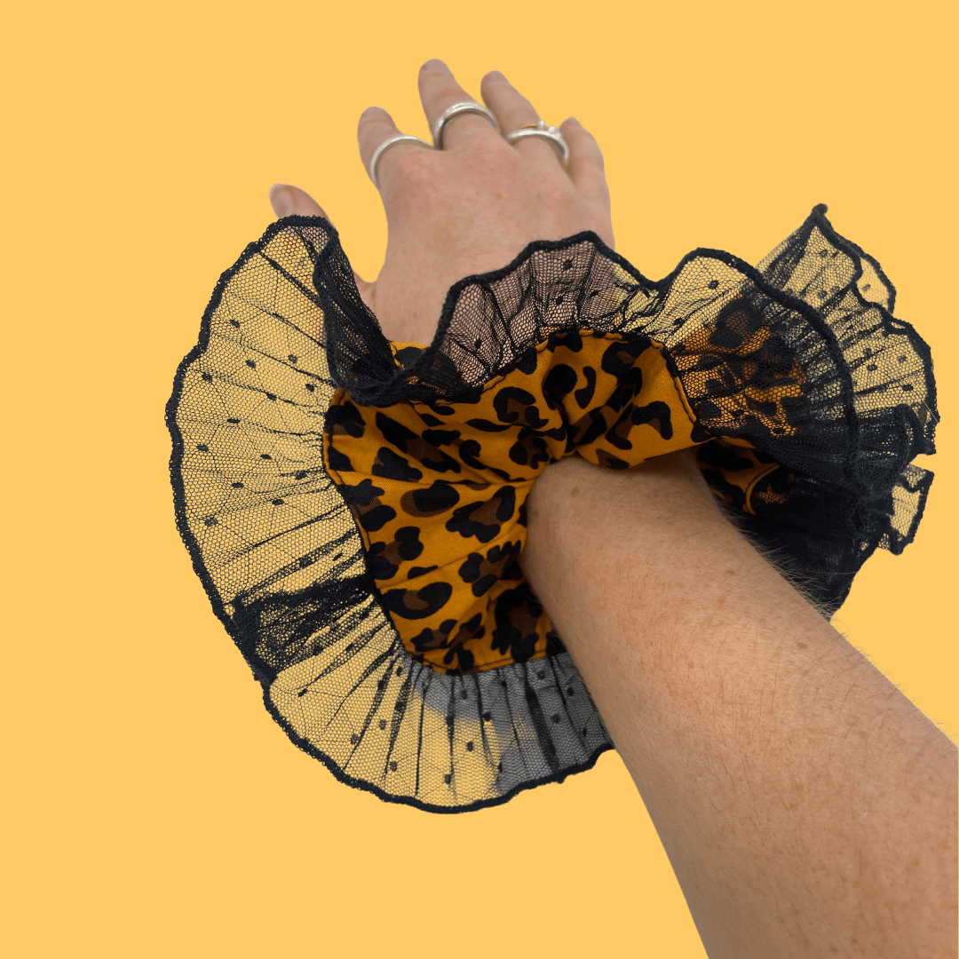 Frilly Leopard Print Hair Scrunchie