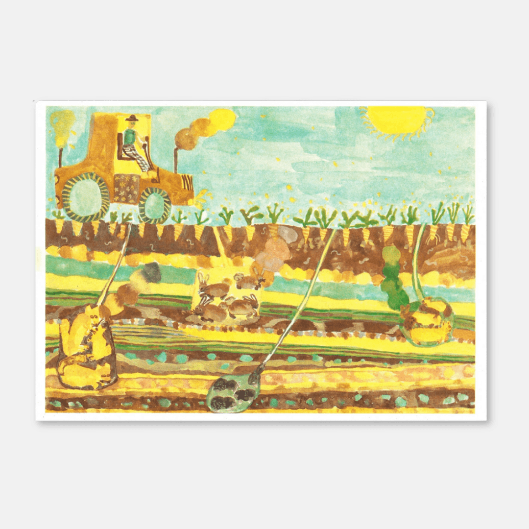 Farm & Tractor A3 Riso Art Print