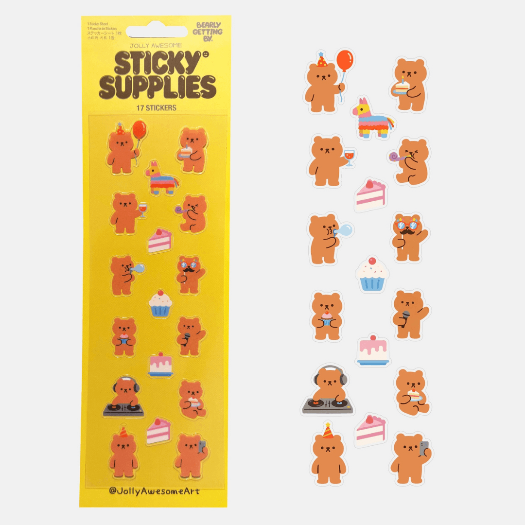 Bearly Getting By Party Animals Sticker Sheet
