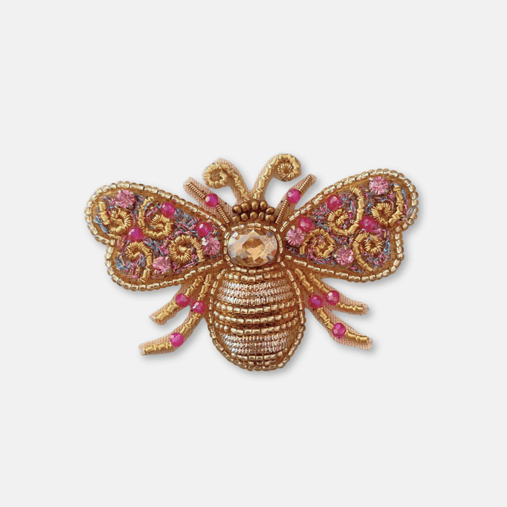 Gold Beaded Bee Brooch
