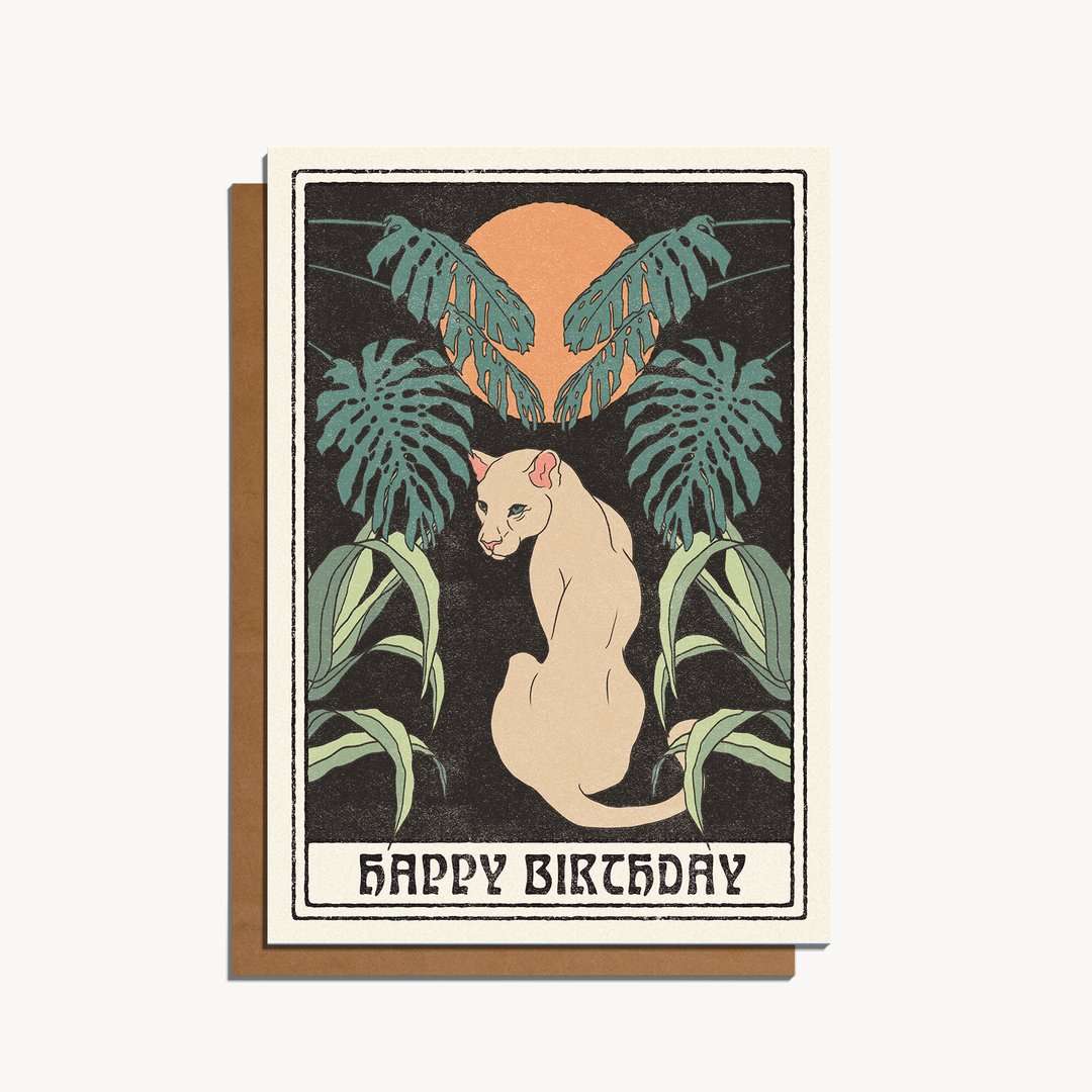 Big Cat Birthday Greetings Card